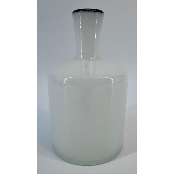 Other - Harmony Frosted Glass Vase with Black Rim Handmade Modern Decor TC Home 6" NWOT